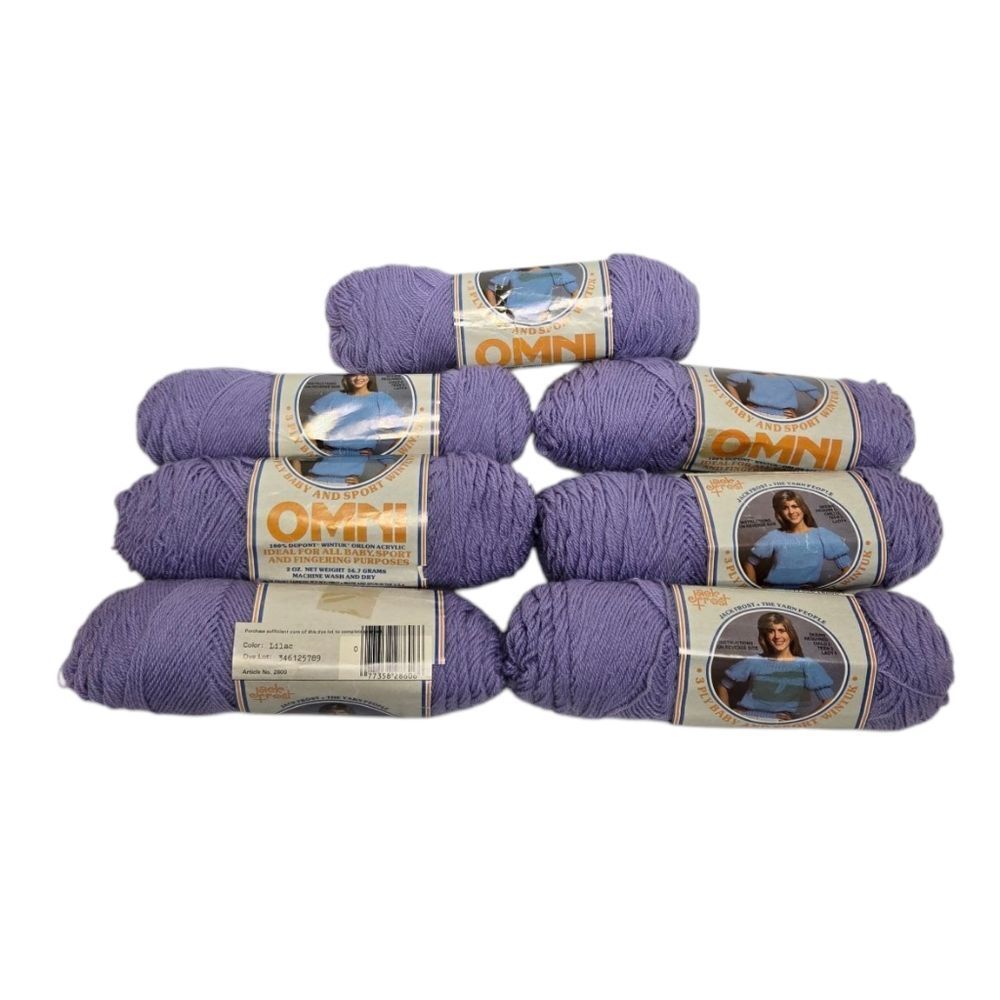 VINTAGE lilac purple‎ Orlon acrylic Wintuk Omni 3 ply baby and sport yarn lot 7